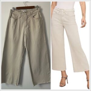 Good American Good Waist Palazzo Crop Wide Leg Jeans Bone Beige 10 30